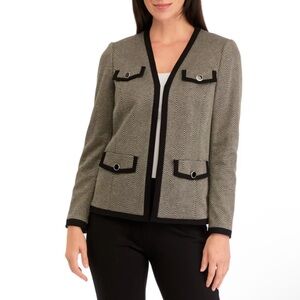 NWT Kasper Women’s Herringbone Framed Open-Front Blazer